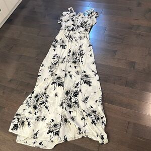 Black and white wrap floral dress